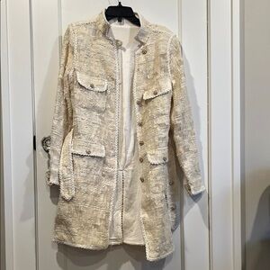 Elegant Cream Textured Women's Coat vintage Chanel